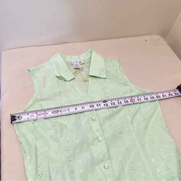 Gayle Burbank Green Floral Embroidery Open Dress Size 10P - Picture 7 of 11